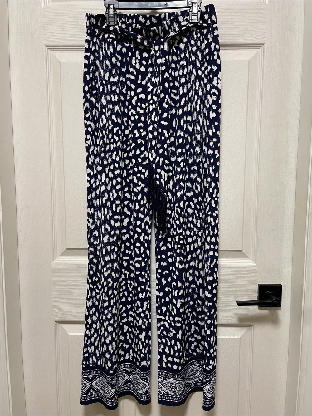 MICHAEL | Michael Kors | Navy/White | Printed | PullOn | Wide-Leg |Pants |Size S